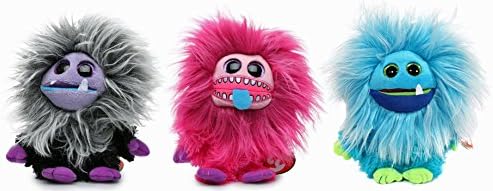Frizzys Ty Bean Bag Plush Stuffed Animal Figure Toy Big Hair Zeezee Pink-Fang Blue-Jips Black Set of 3