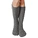Women Slipper Crew Floor Non Skid Socks House Cable Knit Leg Warmers Knee High Length for Winter Gray Color