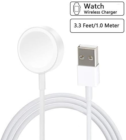 Watch Charger Cable Magnetic Wireless Pad 3.3ft/1 Meter Compatible with Apple Watch Series 4 3 2 1 All 38mm 40mm 42mm (White)
