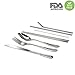 KISSWILL Portable Utensil Set with Case, 8 Pieces Healthy & Eco-Friendly Knife Fork Spoon Chopsticks Straws and Carry Case, Camping Silverware Set, Strong and Durable, Dishwasher Safe