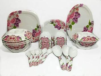 PAAKHI 40 PC Pink Flower Magic Dinner Set