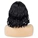 BLSWANER Short Wavy Bob Curly Wig With Air Bangs Women's Shoulder Length Synthetic Wigs Black Color For Women