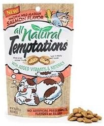 TEMPTATIONS Natural Treats for Cats Wild Alaskan Salmon Flavor 2.47 Ounces (Pack of 12)