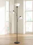 Bingham Modern Torchiere Floor Lamp 3-Light Tree Black Metal White Shades for Living Room Reading Bedroom Office Uplight - 360 Lighting