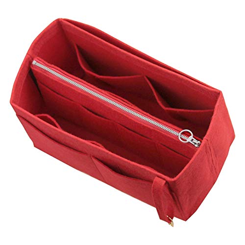 [Fits Neverfull GM/Speedy 40, Red] Felt Organizer (with Detachable Middle Zipper Bag), Bag in Bag, Wool Purse Insert, Customized Tote Organize, Cosmetic Makeup Diaper Handbag - Thumbnail 7