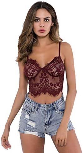 Women's Lace Underwire Bra Ladies Eyelash Strappy Floral Full Coverage Bra Vest Top
