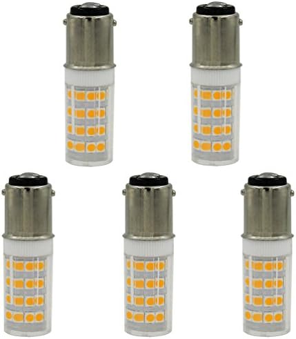 [5 pack] LED Ba15d led bulb dimmable, 4W (40W-50W Halogen Bulbs Equivalent) Double Contact Bayonet Base, Warm White 2700K, AC110-130V, NEW Listing