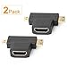 Micro HDMI to HDMI Adapter|HDMI to Mini HDMI Adapter|Micro HDMI to Mini HDMI Adapter,SHD Mini and Micro HDMI to HDMI 2 in 1 T HDMI Coupler-2Pack