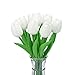 DECORA 10 Pieces PU Holland Mini Tulip Artificial Flower for Valentine's Day, Wedding,Room,Home,Hotel,Party Decoration and Holiday (White)