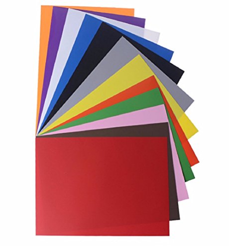 SKOOTAR - PREMIUM Heat Transfer Vinyl For Electric Press Machine & Iron Kit 12 Colors 12 Sheets Size 11.4 x 8.2 Inch, craft T Shirt Iron On HTV wrap sheets stickers HTV paper decals Printer cricut
