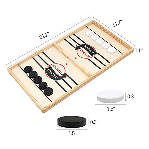 21.2 x 11.7 in Fast Sling Puck Game, 2 in 1 Super Winner Sling Puck Game, Wooden Hockey Game Sling Puck, Gobang Games Toys for Kids and Adults (Large)