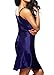 Cabreao Sexy Sleepwear Lingerie Slip Dress Satin Negligee Blue L = US M