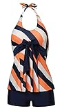 MiYang Women's Padded High Waist Slim Tankini Set Bathing Swimwear