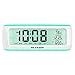 PEAKEEP Loud 5 Wake-up Alarm Sounds Battery Digital Alarm Clock for Heavy Sleepers, Temporary Backlight, Rotary Knob for Easy Set, 2 AA Batteries Required（White with Teal）