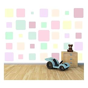 Bright Candy Color Squares - Large Wall Mural, Removable Peel and Stick Wallpaper, Home Decor - 66x96 inches