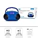 Mini Stereo Speaker, Portable Radio Alarm Clock MP3 System with Powerful Bluetooth Speaker- FM Alarm Clock Radio with Card Reader, USB and AUX in (Micro USB) Speakers Blue (SE20)