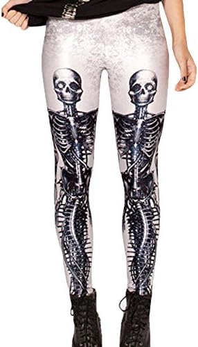 BlingZoe Women's Digital Print Graphic Stretch Footless Leggings Skeleton XL