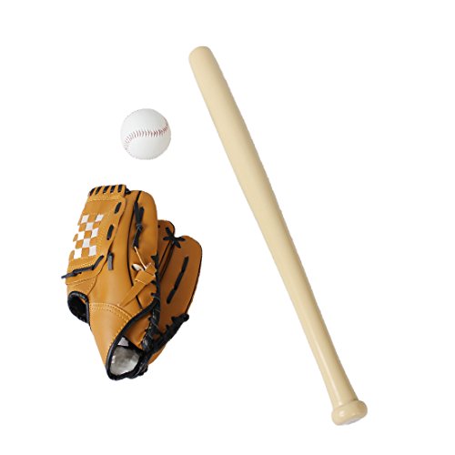 Wooden Baseball Bat Glove and Ball Toy Set for Kids 24" by Toysharing