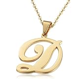 Besteel Womens Mother and Daughter Stainless Steel Alphabet Name Initial Letters Pendant Necklace Letter D