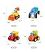 Fu T Powered Cars Push and Go Car Construction Vehicles Toys,Dump Truck, Cement Mixer, Bulldozer, Tractor, Back Cartoon Play for 1 2 3 Years Old Boys Toddlers Kids Gift ( Set of 4)