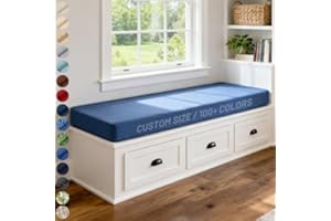 LOKEX Custom Size Bench Cushion for Indoor/Outdoor Furniture,High-Density Foam with Removable Cover Suitable for Window Seat/