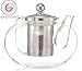 GROSCHE - Joliette Borosilicate Glass Teapot with Stainless Steel Infuser - 5 Cup Glass Teapot with Removable Strainer for Loose Leaf & Herbal Tea, Dishwasher Safe, 42 oz