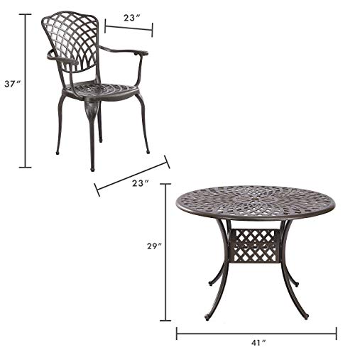 Kinger Home 5Piece Bronze Patio Set, Cast Aluminum Patio Dining Set
