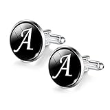 Jiayiqi Men Alphabet Cufflinks Single Initial Letter Business Cuff Links A-Z