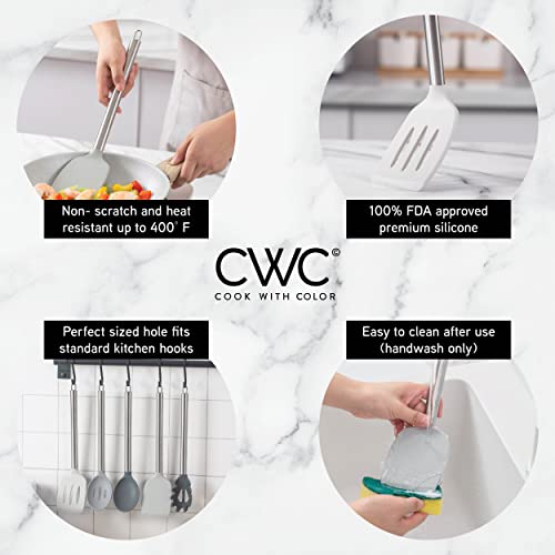 COOK WITH COLOR Silicone Cooking Utensils, 5 Pc Kitchen Utensil Set
