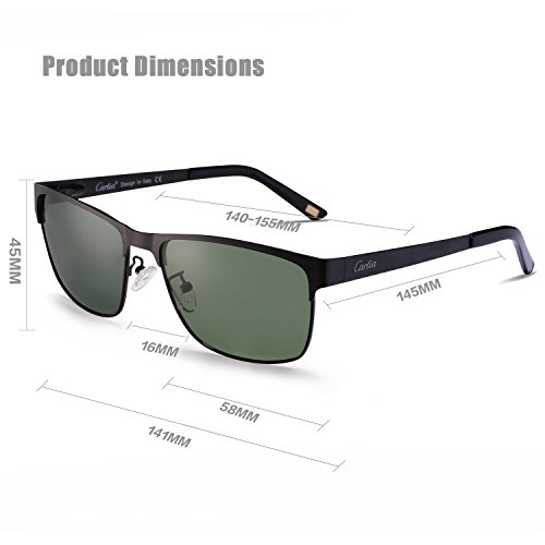 Carfia Retro Men's Sunglasses UV400 Protection Polarized Sunglasses with Metal Frame