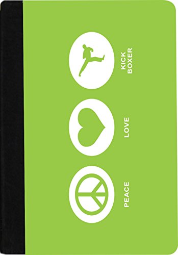 Rikki KnightTM Peace Love Kick Boxer Lime Green Color Design Faux Suede Notebook Binder Portfolio (Ruled Notebook included)