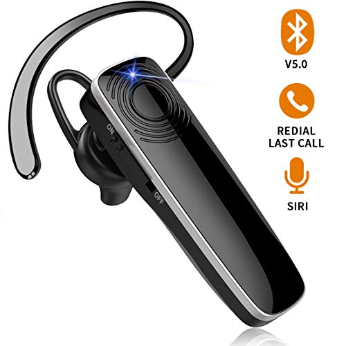 Bluetooth Earpiece for Cell Phone Link Dream Hands Free Bluetooth Headset with Mic 12Hrs Talktime Noise Cancelling Earpiece Compatible with iPhone Samsung Android Mobile Phones, Driver Trucker (Black)