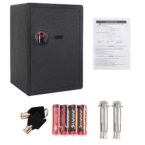 Jolitac Biometric Fingerprint Security Safe Box Smart Quick, Gun Safes for Pistols, Lock Box Cabinets, Solid Steel Safe Strongbox for Money, Jewelry, Cash Boxes, w/Deadbolt Lock (2.58 Cubic Feet)