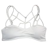 Topmelon Women Sexy Criss Cross Strappy Bralette Seamless Sports Bra (M, White)