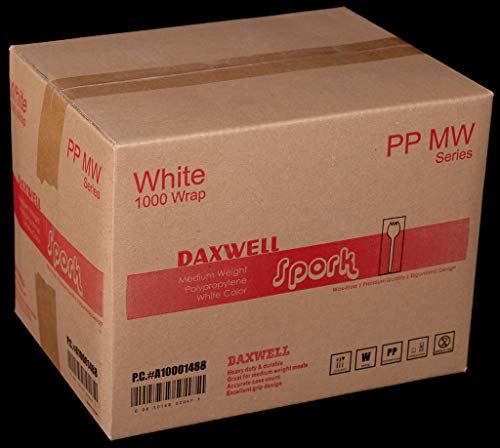 Daxwell Medium Weight Polypropylene 5 3/8" Spork, Individually Wrapped, White, Recyclable (Case of 1,000)