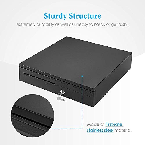 Nurxiovo Cash Register Drawer 16 Inch Money Box 5 Bill 5 Coin Money Tray Lock/POS Machine RJ11 RJ12 Interface/Open with Key,Steel Case Pairs - Thumbnail 5