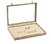 Wuligirl Clear Lid 7 Slots Rings Earrings Organizer Storage Jewelry Box Case Tray Showcase Display Burlap Linen