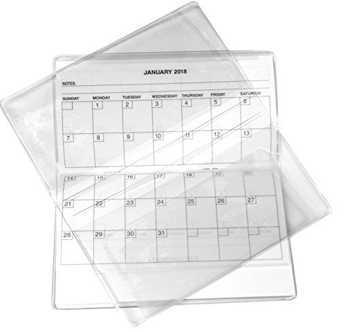 2 Year 2020 2021 Clear Vinyl Checkbook Size Calendar Note Pad Set 