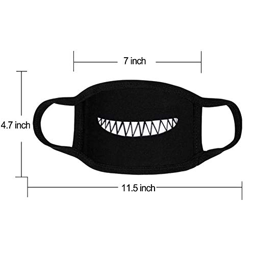 Atomcool 6 Pack Anime Mouth Mask, Unisex Cool Anti-Dust Face Mouth Masks, Black Fashion Face Mouth Cover Mask for Kids Teens Men Women (Teeth Pattern) - Thumbnail 2