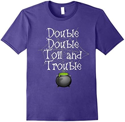 Mens Double Double Toil and Trouble Halloween Shirt XL Purple