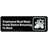 Winco SGN-322 Sign, 3-Inch by 9-Inch, Employee Must Wash Hand
