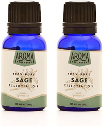 Aroma Foundry Sage Essential Oil - 15 ml 2 Pack - 100% Pure &amp; All Natural