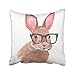Accrocn Throw Pillow Covers Cute Funny Easter Bunny Rabbit Glasses Pillowcases Polyester 18 x 18 Inch Square with Hidden Zipper Home Sofa Cushion Decorative Pillowcase