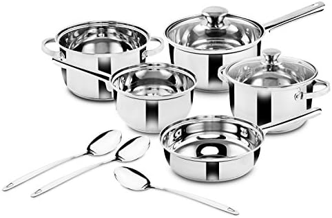 Classic Essentials Capsule Bottom Cookware Set, 10-Pieces, Silver