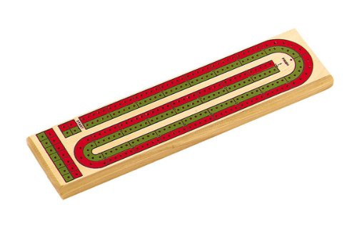 2 Color Track Wooden Cribbage Board with Pegs & Storage Compartment