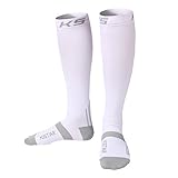 Compression Socks (1 Pair) for Men &Women, Medical Grade,Leg Support and Relief Calf Pain,Prevent Swelling, Best For Athletic Sports, Nurses ,Traffic police& Maternity Pregnancy. (L/XL, white)
