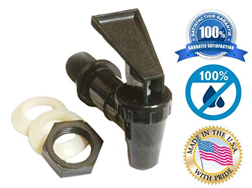 AquaNation BPA Free Replacement Cooler Faucet Water Bottle Jug Ceramic Water Crock Reusable Spigot Spout Water Beverage Lever Pour Dispenser Valve Gravity Water Tap Set of 4 (Set of 4 Black)