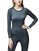 TSLA Women's Thermal Long Sleeve Tops, Mock Turtle & Crew Neck Shirts, Fleece Lined Compression Base Layer, Round Neck Wintergear Heather Charcoal, Small