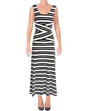 Womens Striped Crisscross Maxi Dress