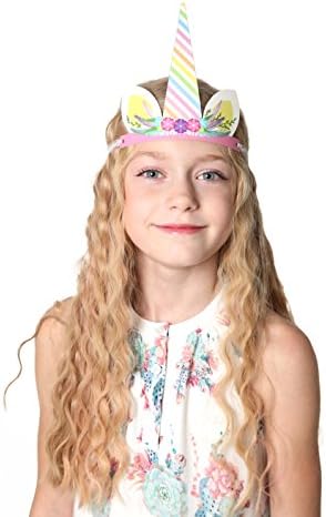 16 Pieces Unicorn Party Hats by Enfy - Lovely Horn Props for Kids Birthday Party, Baby Shower, Kindergarten Class Parties - Must Have for Unicorn Lovers, 16 Pieces One Size Fits All (Colorful Flowers)